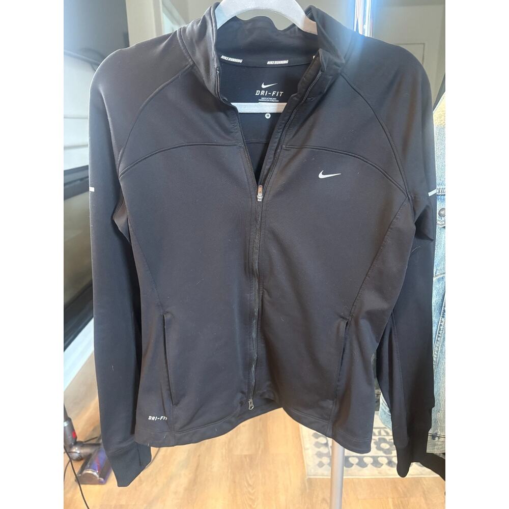 Nike women black full-zip Dri-FIT athletic running jacket Medium 6-10